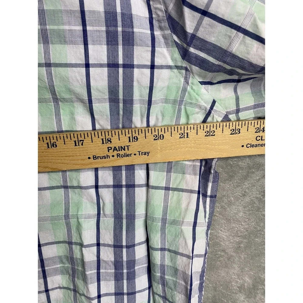 Express Men's XL Fitted Plaid Dress Shirt Green Blue Long Sleeve